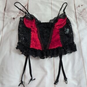 Vintage Corset Underwear Lace Red And Black size Large Sexy Lingerie